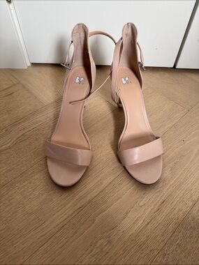 bp Blush Nude Ankle-Strap Block Heels